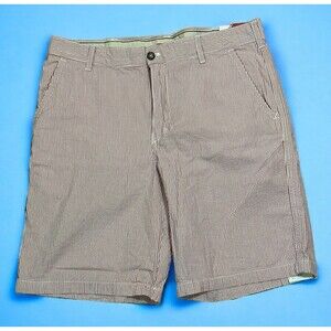 Izod Shorts Mens Red White Striped Flat Front  Preppy Size 36 NWT‎